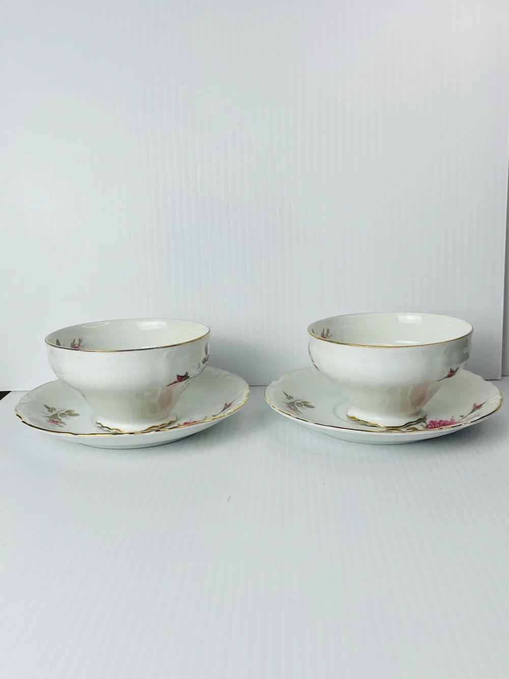 Set Of 2 Royal Rose Fine China Japan Tea Cup Saucer Sets